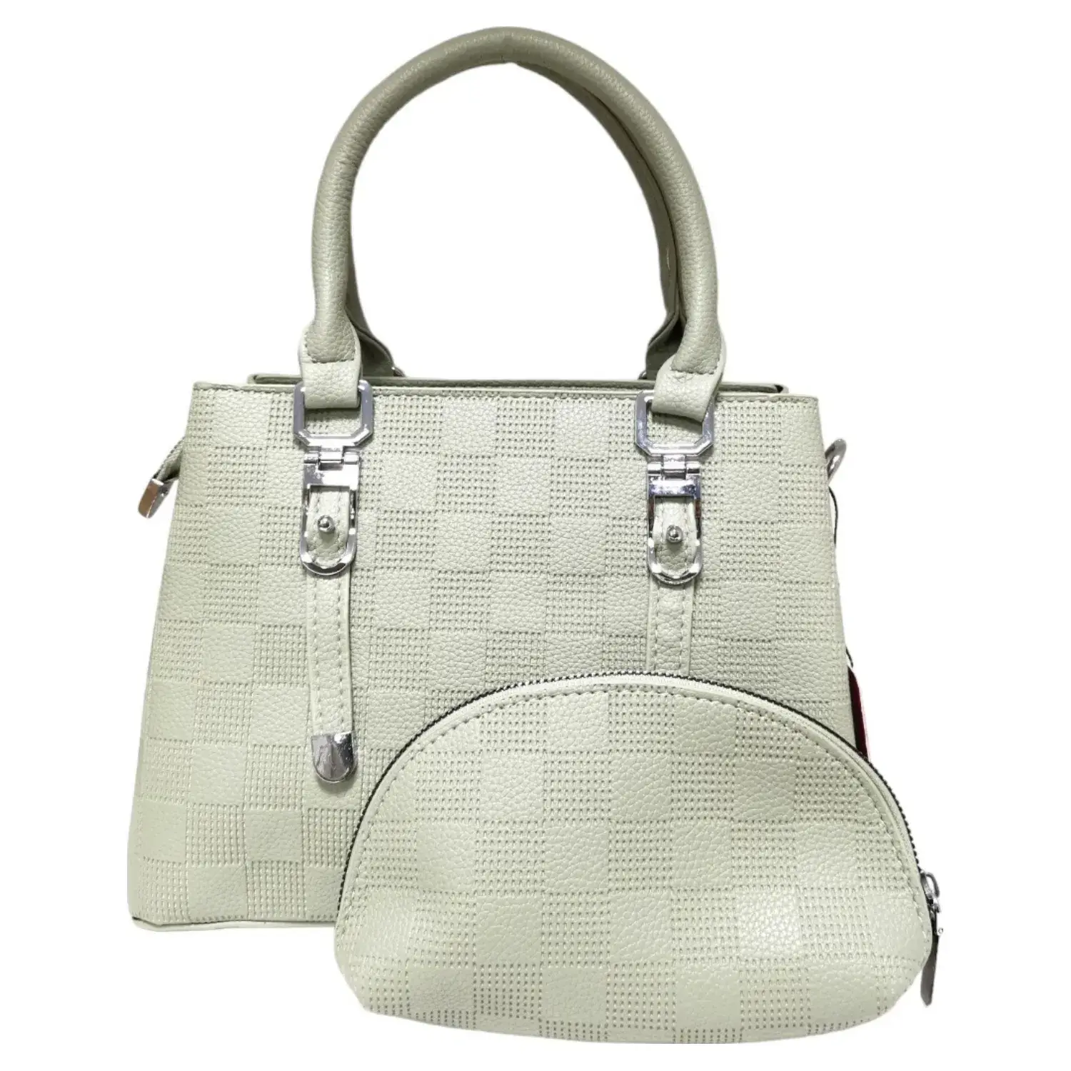 Superbia - Wholesale Top Handle Bag - Women's - Soft Check Print Silver Toned 3 Compartment 2 in 1 Bag-Y8836