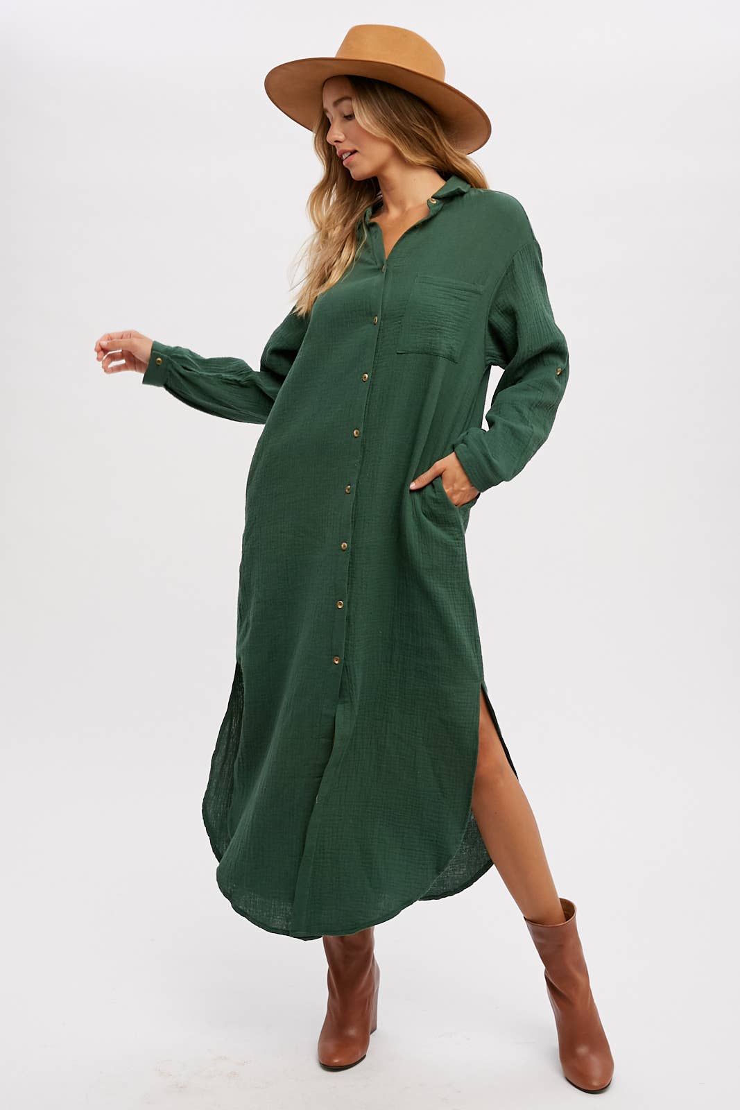 Bluivy - Wholesale Dress - Women's - BUTTON UP MAXI SHIRT DRESS WITH POCKET53