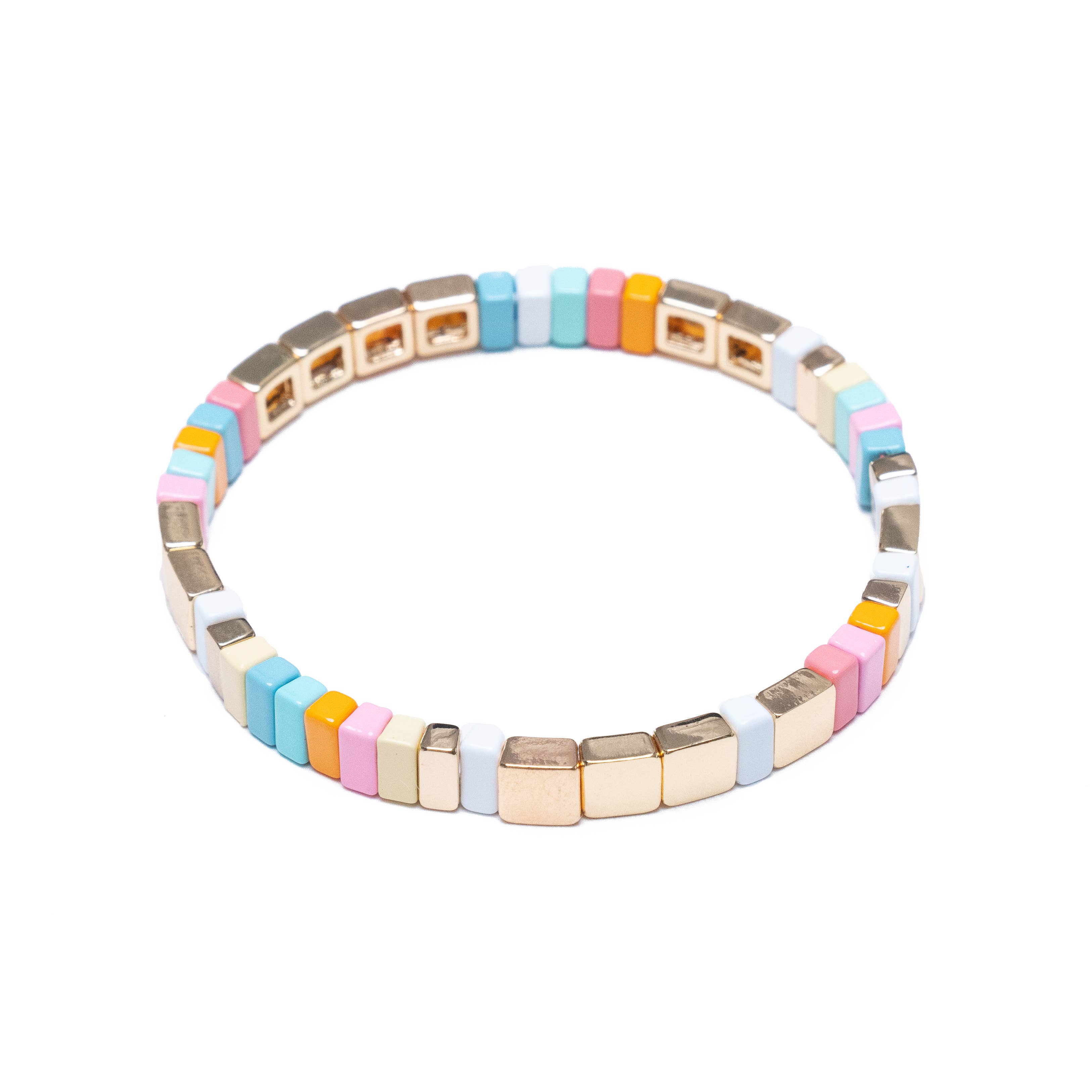 Malibu Sugar – wholesale Beaded bracelet – Golden Pastel Tile Bracelet