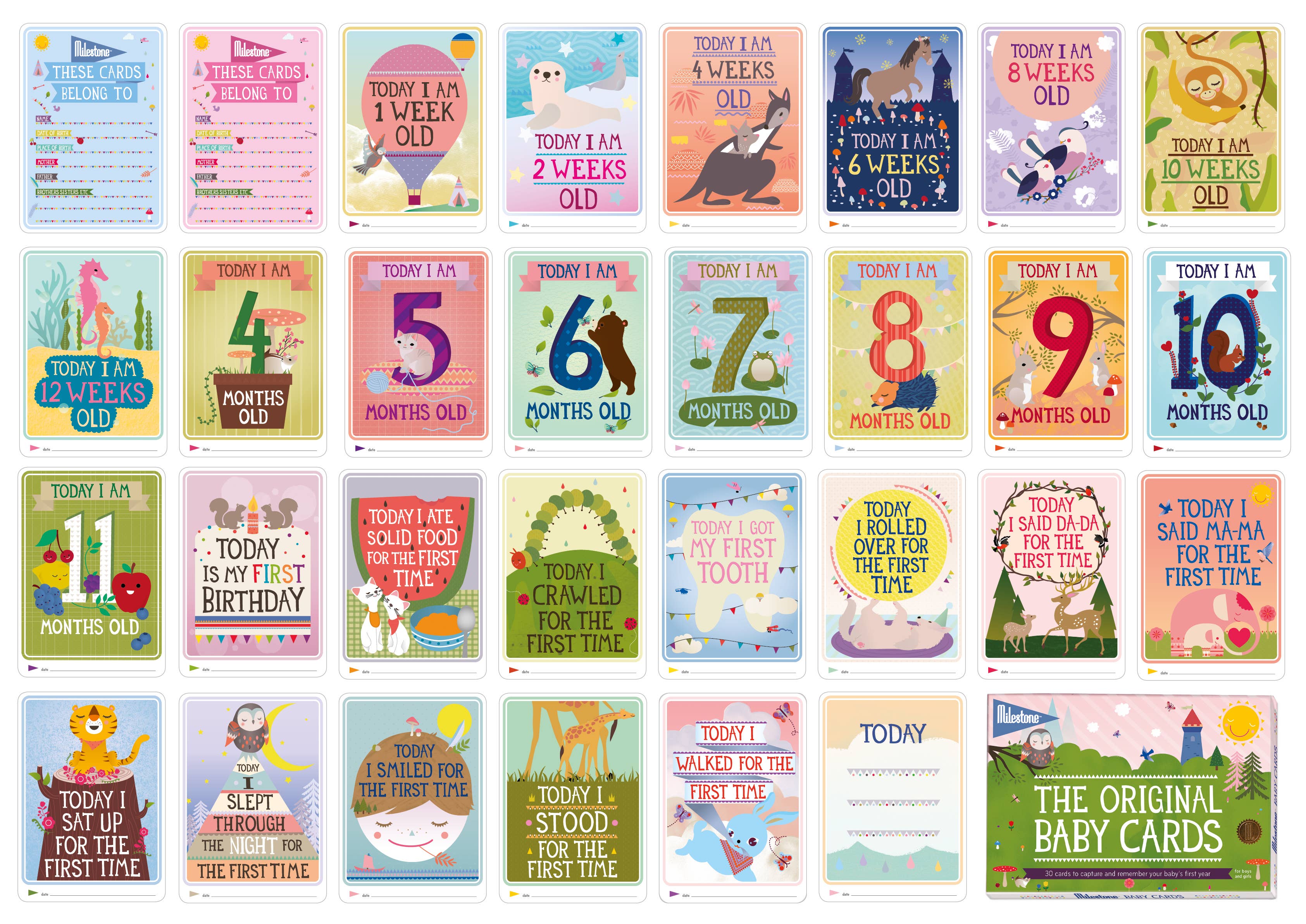 Milestone® - Wholesale Mijlpalen-kunst/memento - Kinderen en baby - De originele baby Milestone Cards Set5