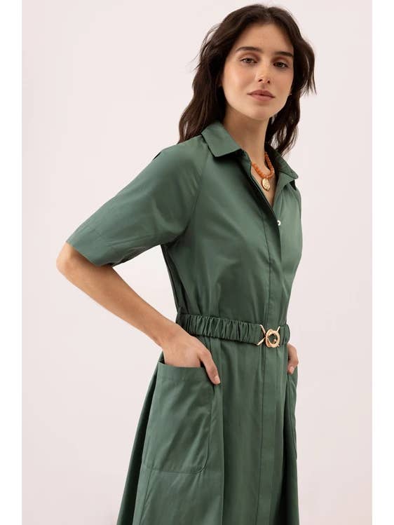 Lanidor - Wholesale Dress - Women's - Shirt-Style Dress With Belt (405409-117)