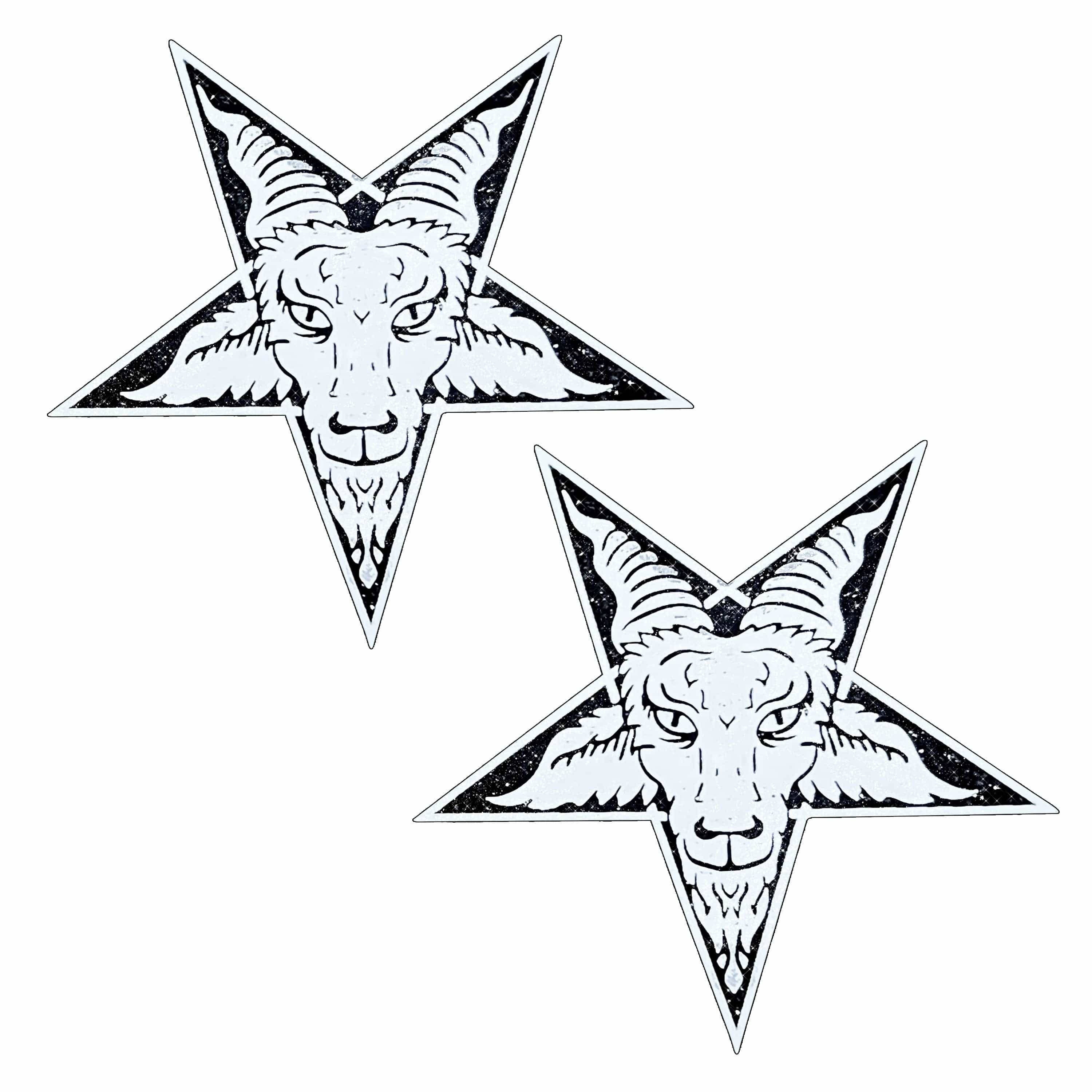 WHI Hellhorned Hex Goat White Glitter Nipple Cover Pasties for wholesale on Faire0