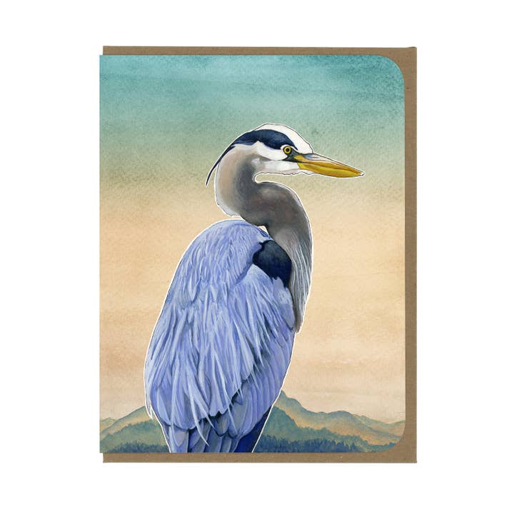 Great Blue Heron - Blank Greeting Card for wholesale by Amy Rose Moore Illustration
