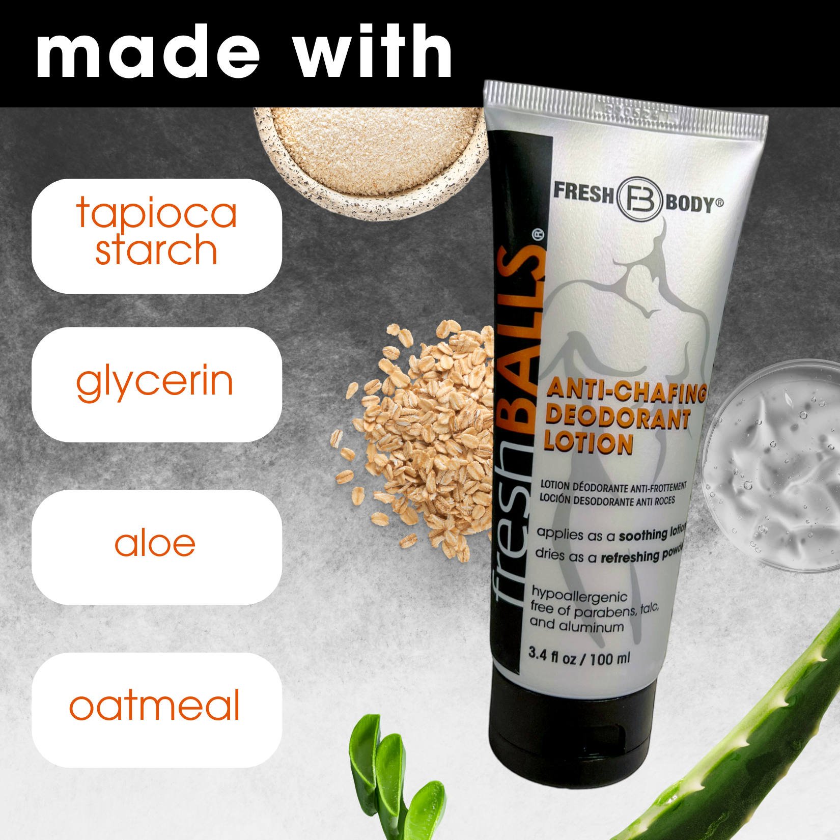 Fresh Body - Wholesale Body Cream/Lotion - Fresh Balls Anti-Chafing Deodorant Lotion For Men6