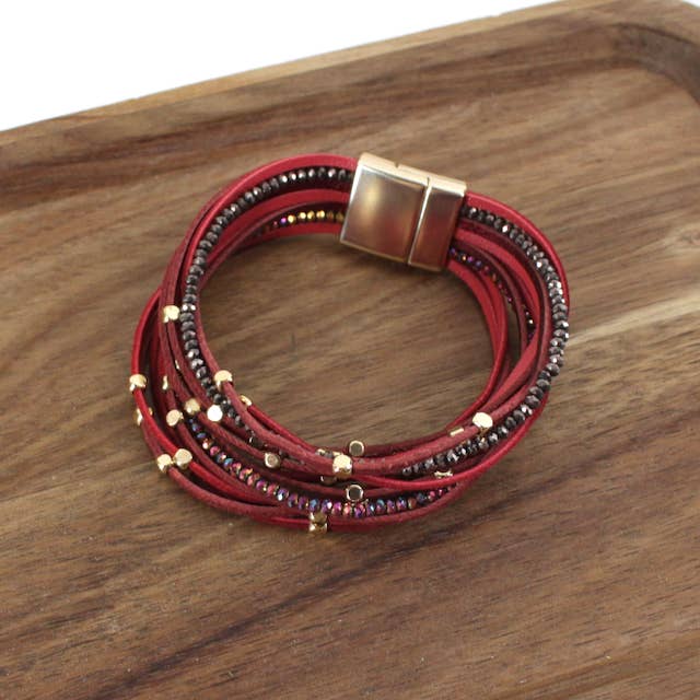 Pretty Persuasions - Wholesale Bangle Bracelet - B25241 Multi-String Magnetic Closure Leather Bracelet4