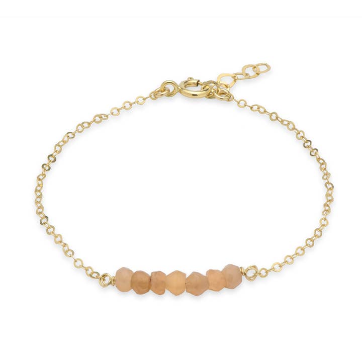 Zierliche rosa Mondstein Tennis 14k für den Großhandel von Amy Jennings Designs