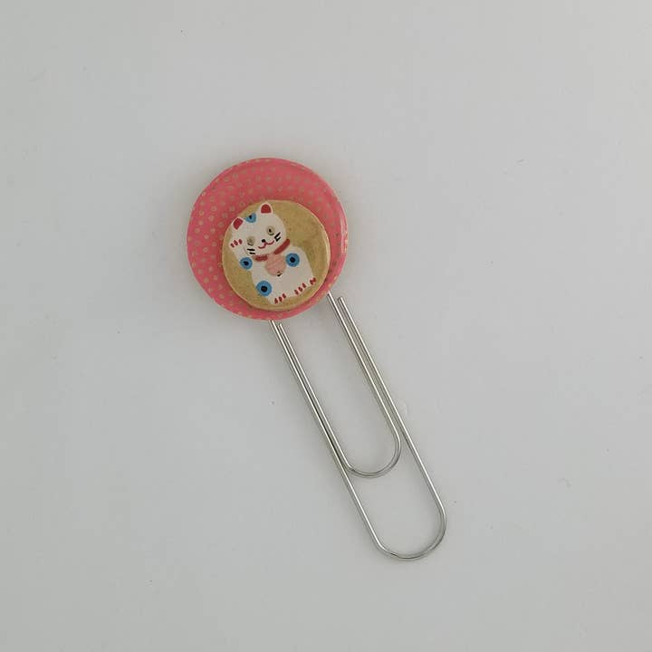 Chiyogami Maneki-Neko on Pink Bookmark for wholesale by Sweet Space Studio