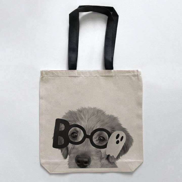 Golden Lab Puppy Peeking Lil' Boo Halloween Tote for wholesale by Perkie Prints