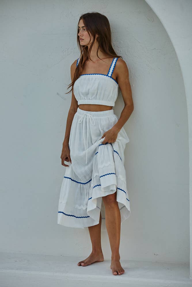 Off White L8116 | Woven Cotton Square Neck Sleeveless Crop Top  for wholesale on Faire2