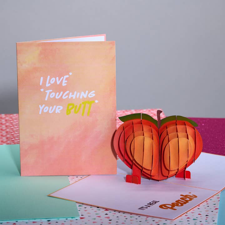 Card Foolery - Wholesale Anniversary Card - It’s Peachy Funny 3D Pop-Up Cheeky Birthday Card4