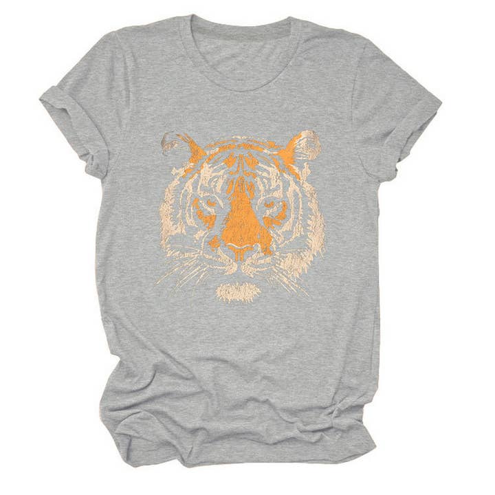 ACCITY - Wholesale Screen Printed T-Shirt - Women's - Women’s Summer Tee with Stylish Tiger Print_CWTTSL04946