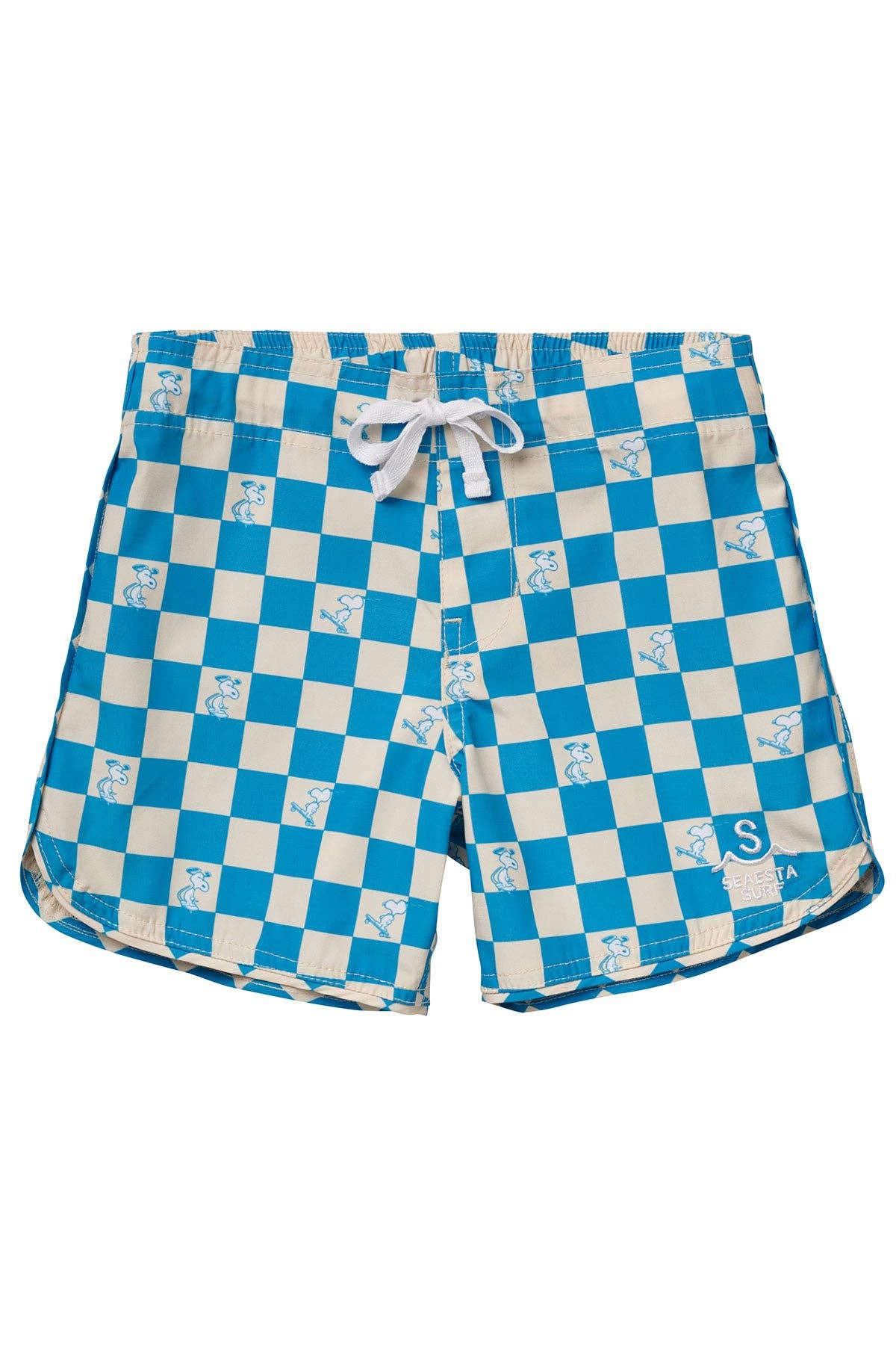 Seaesta Surf - Wholesale Swim Shorts - Kids - Seaesta Surf x Peanuts® Turquoise Checkerboard Boardshorts / Venice