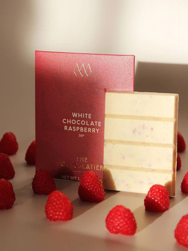 White Chocolate Raspberry Bar 50g for wholesale by The Chocolatier