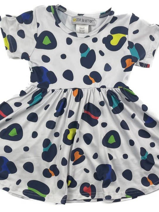 Rainbow Spots Twirly Dress for wholesale by Little Jo Lemon