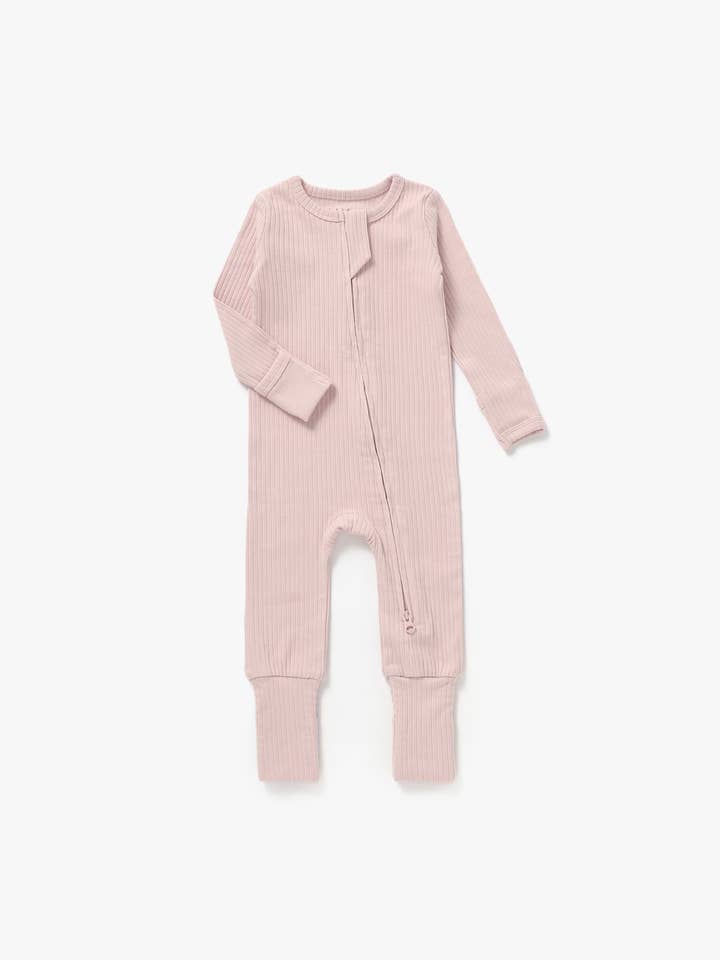 Mila & Co. - Wholesale Jumpsuit - Baby - Ribbed Zipper Romper | Blush