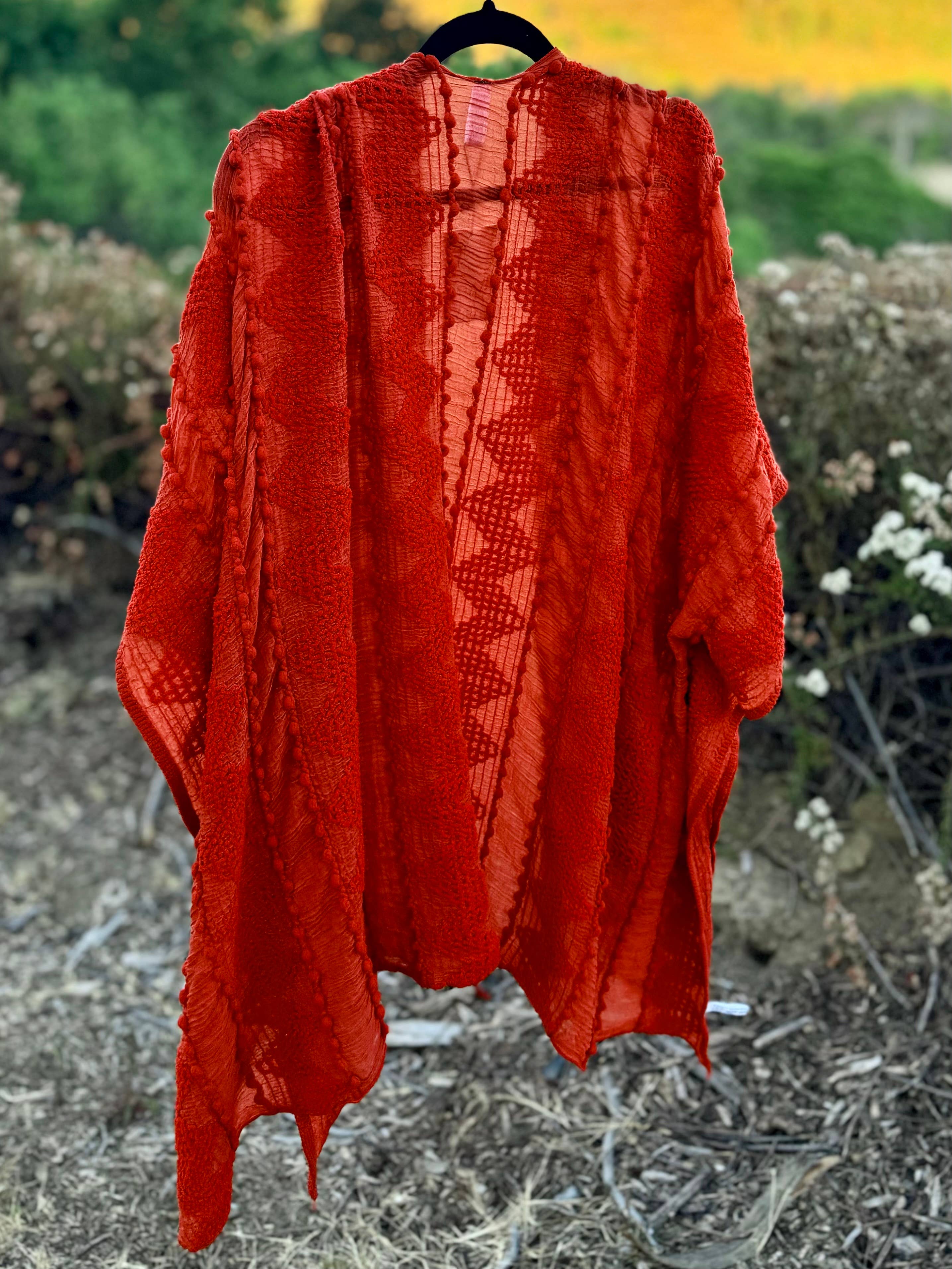 Justin & Taylor - Wholesale Kimono - Women's - Puffer-Up | Soft Textured Cover-Up Kimono With Pom Detail88