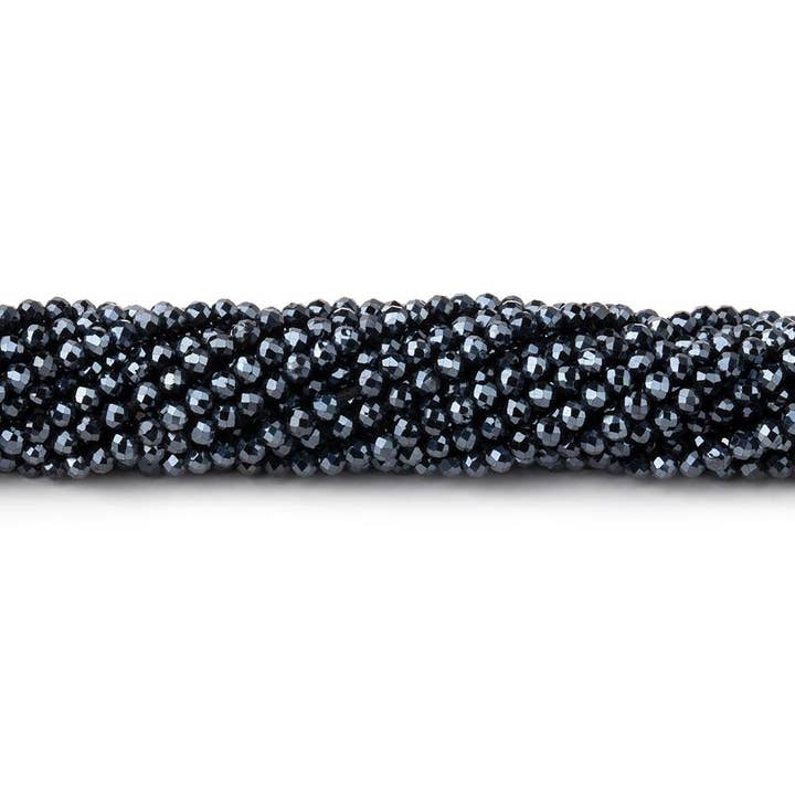 2mm Mystic Black Spinel micro-faceted rounds 13 inch 175 beads AAA for wholesale by Beads of Cambay