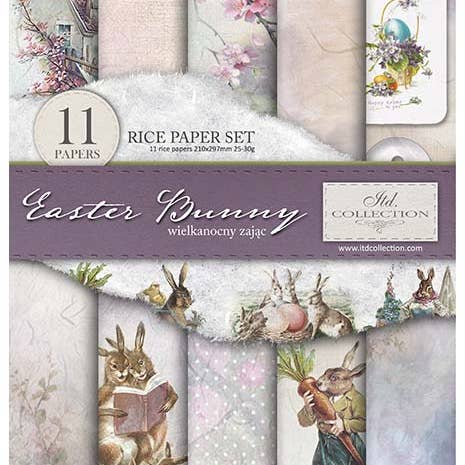 ITD Collection RP050 - Reispapier Kreativ-Set, 11 Blatt A4 (21x29,7 cm) - Osterhase für den Großhandel von ITD Collection