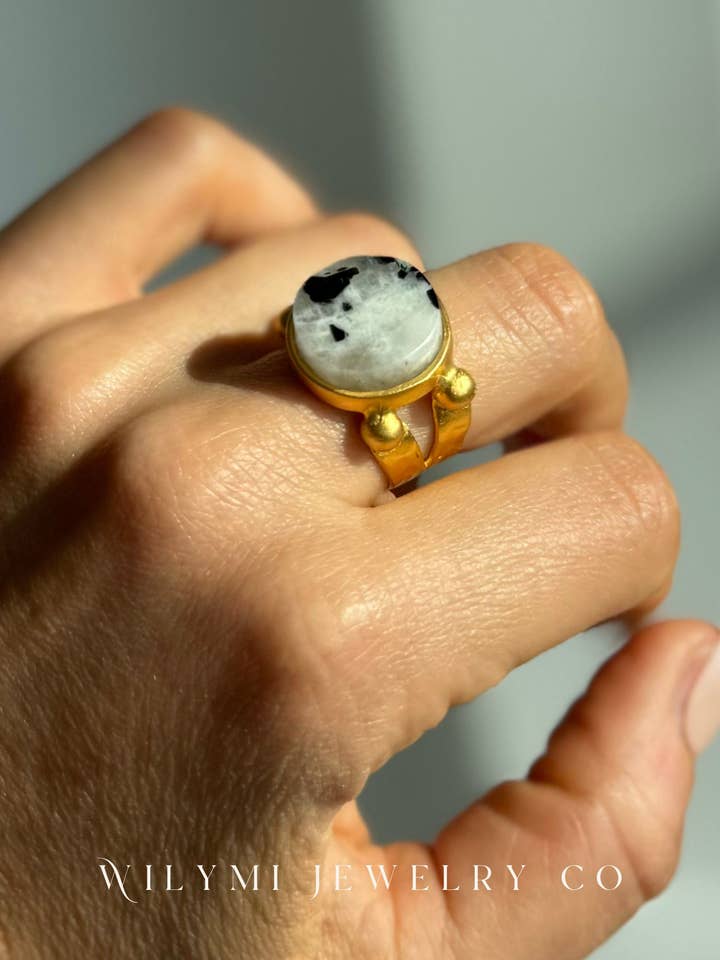 Moonstone Ring | 16mm Round Cut | Gold Filled | Adjustable for wholesale by WILYMI Jewelry Co
