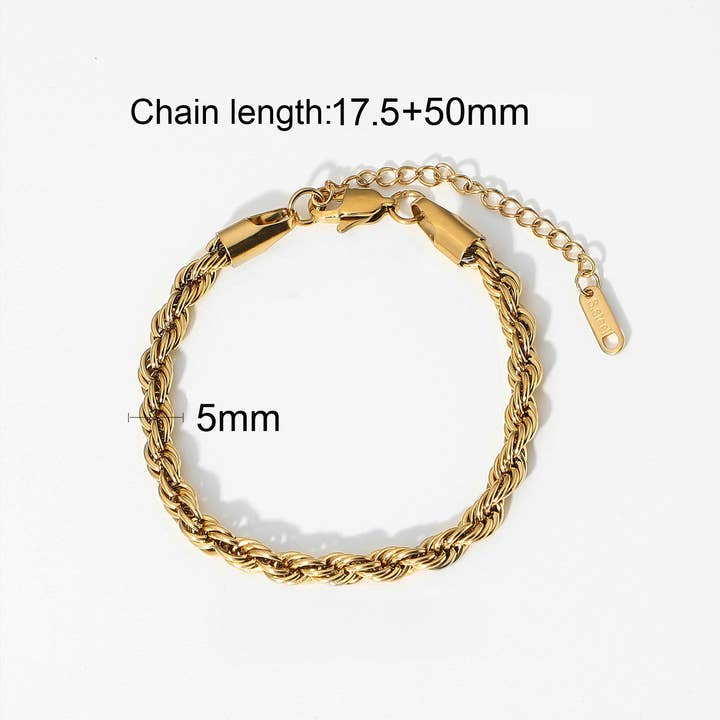 Mio Queena - Wholesale Link & Chain Bracelet - Multi Style 18K Gold Plated Steel Chain Bracelets - FGS