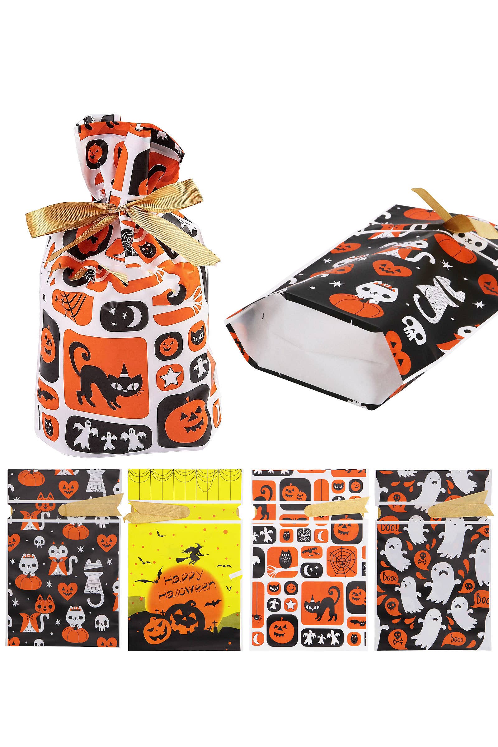 ASSORTED Halloween Drawstring Plastic Treat Bag - 48 Pcs for wholesale on Faire