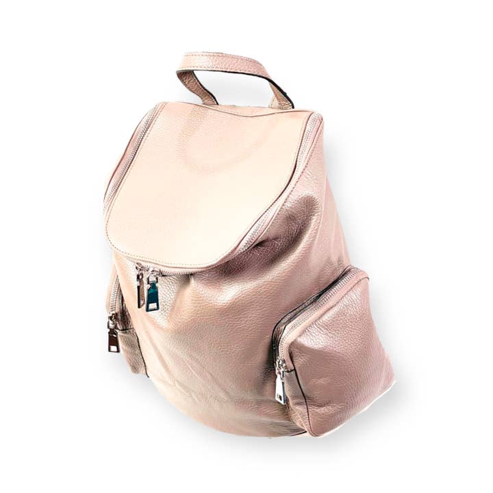 Chenson & Gorett – wholesale Ryggsäck - Dam – Casual äkta läder ryggsäck med sidofickor