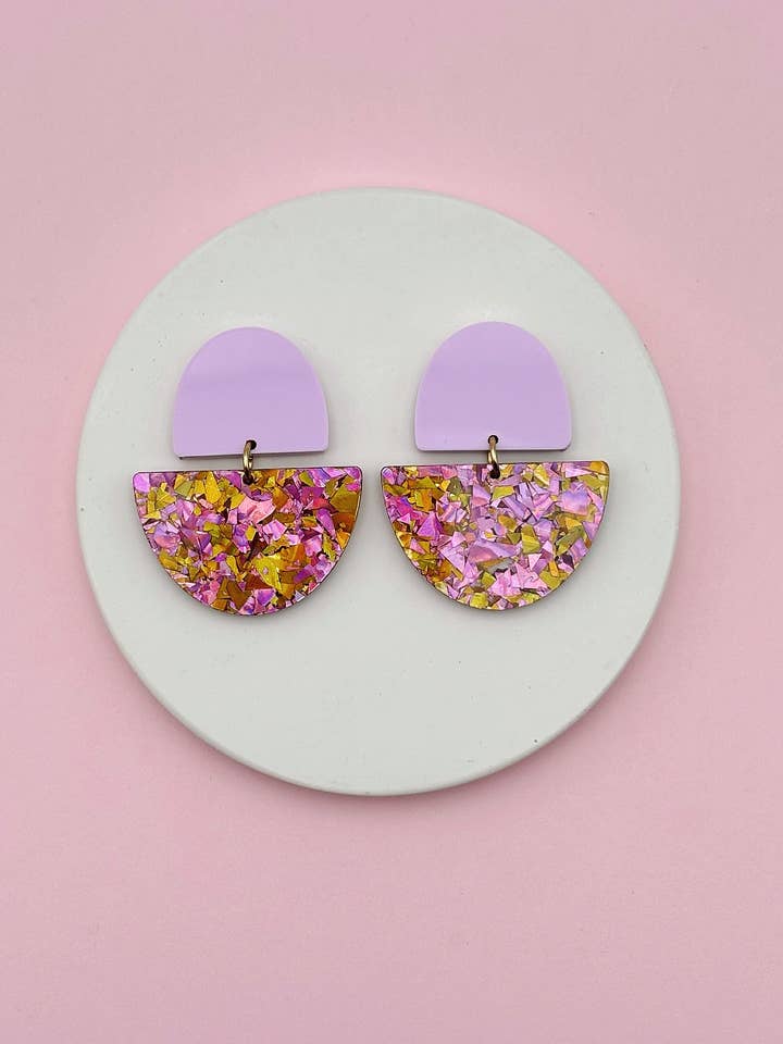 Odette Earrings - Lavender / Sequins for wholesale by Studio Annette
