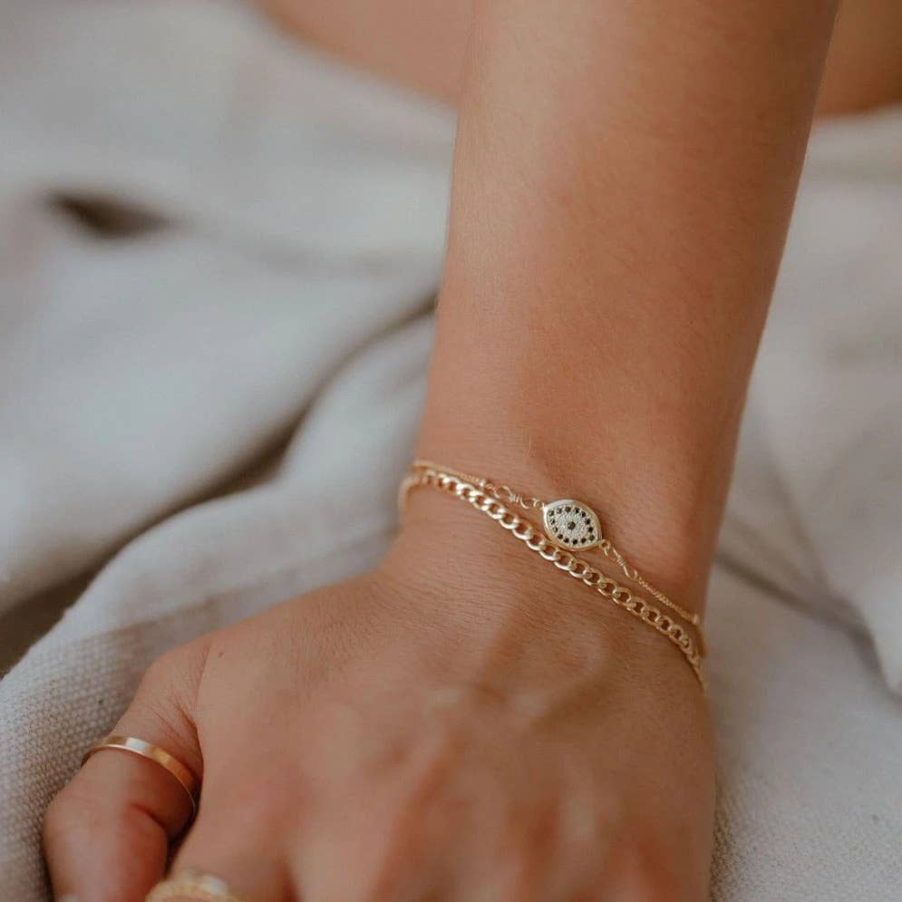 Ofina Jewelry - Wholesale Charm/Dangle Bracelet - CZ Black Evil Eye Bracelet1