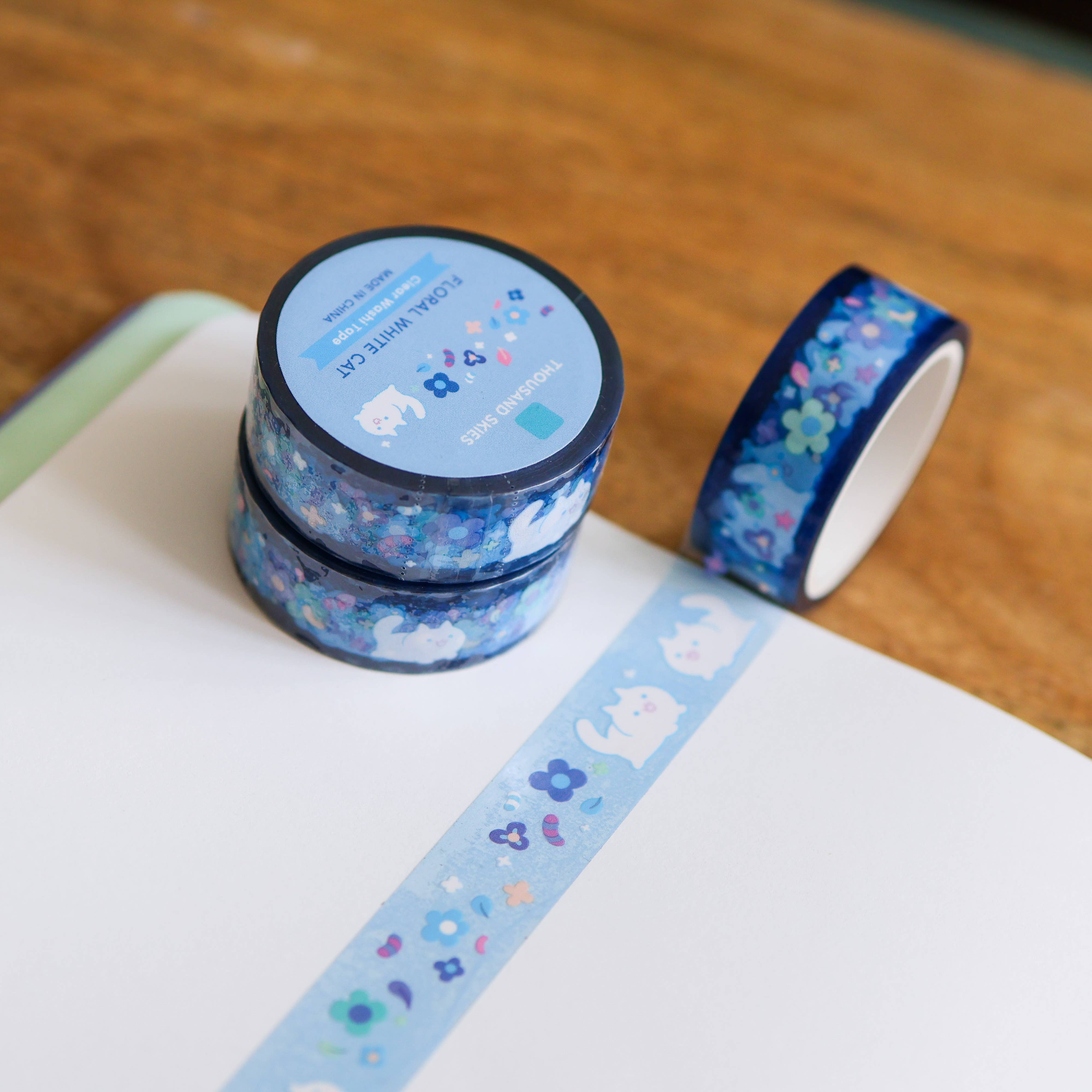 Thousand Skies - Wholesale Tape - PET Tape (Transparent) Floral White Cat6