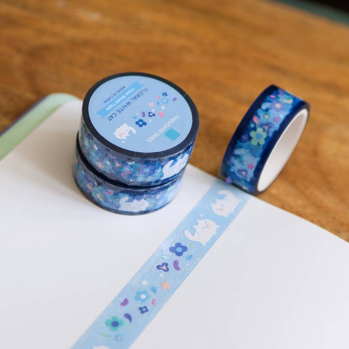 Thousand Skies - Wholesale Tape - PET Tape (Transparent) Floral White Cat6