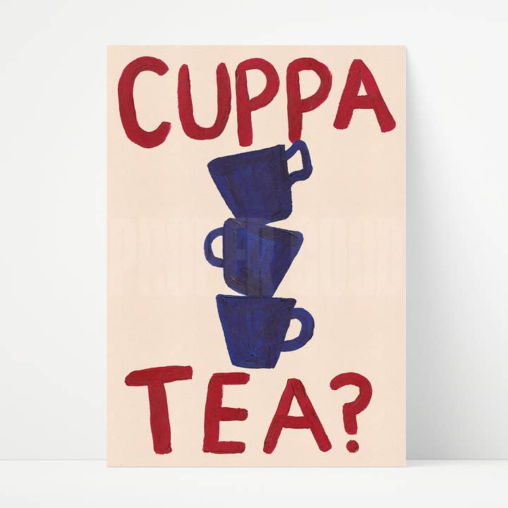 Cuppa Tea Hand Painted Print for wholesale by Proper Good