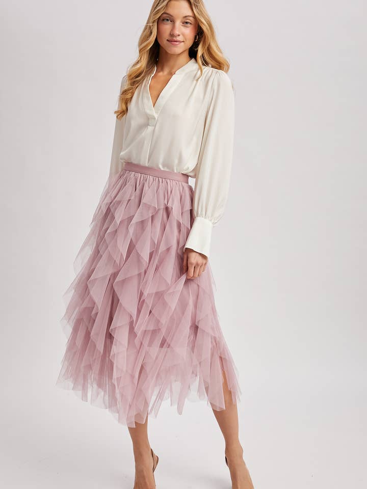 Bluivy - Wholesale Skirt - Women's - SPRIAL RUFFLED TULLE MIDI SKIRT17