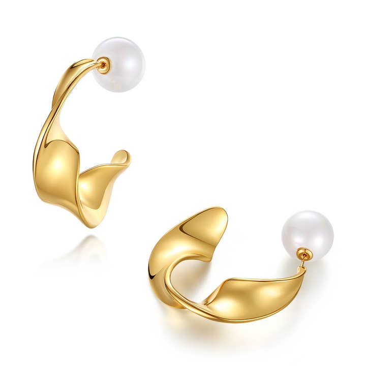 Golden Chunky Wave Hoop Earrings for wholesale by Classicharms