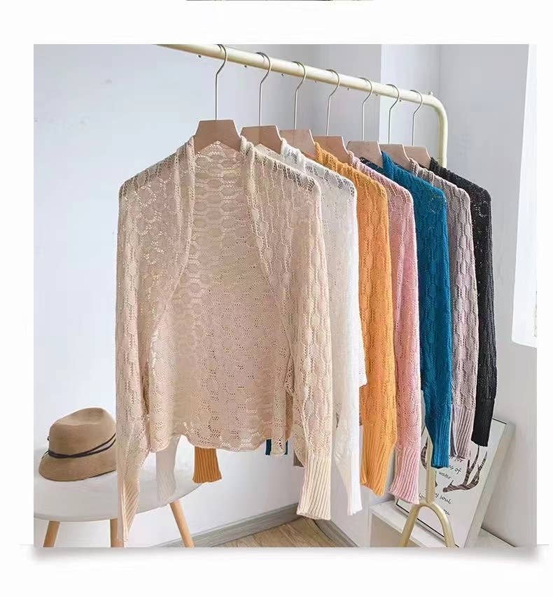 Fennco Styles - Vendita all'ingrosso Cardigan - Donna - Maglione bolero all'uncinetto traforato con maniche lunghe19