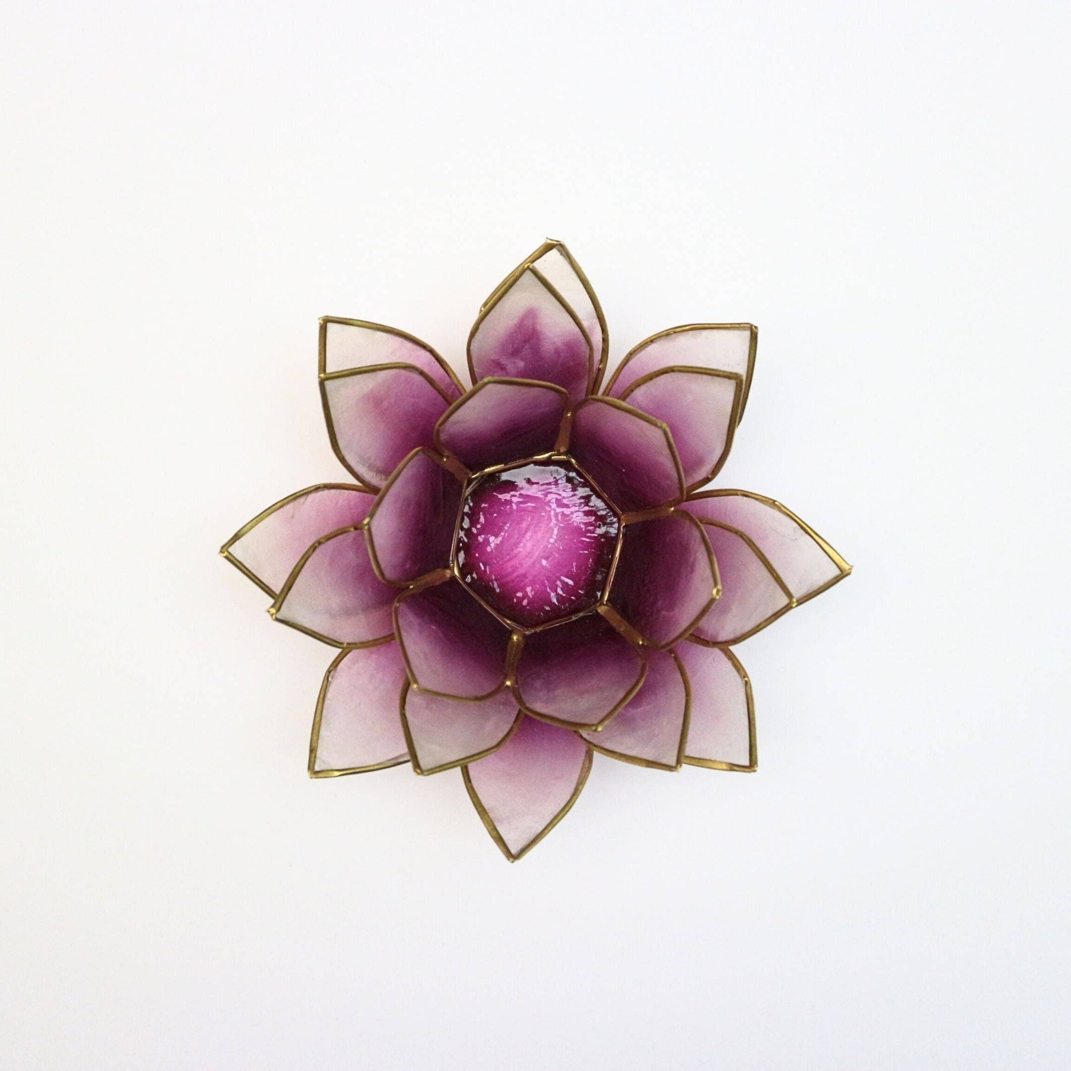 Rauha Crafts - Wholesale Candle Holder - Capiz Tealight Candle Holder | Lotus - Purple/Natural4