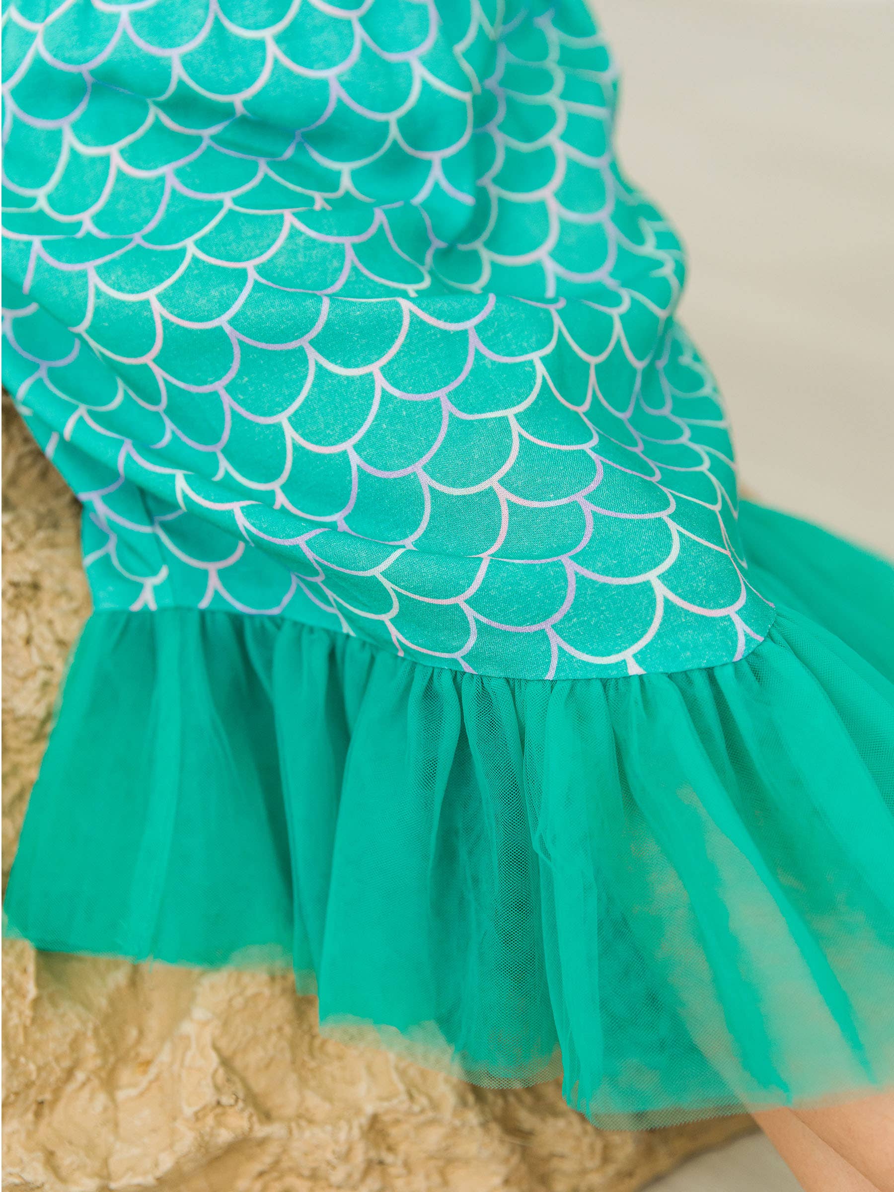 White Girls Marine Green Scales Mermaid Tail Skirt Cover-Up for wholesale on Faire1