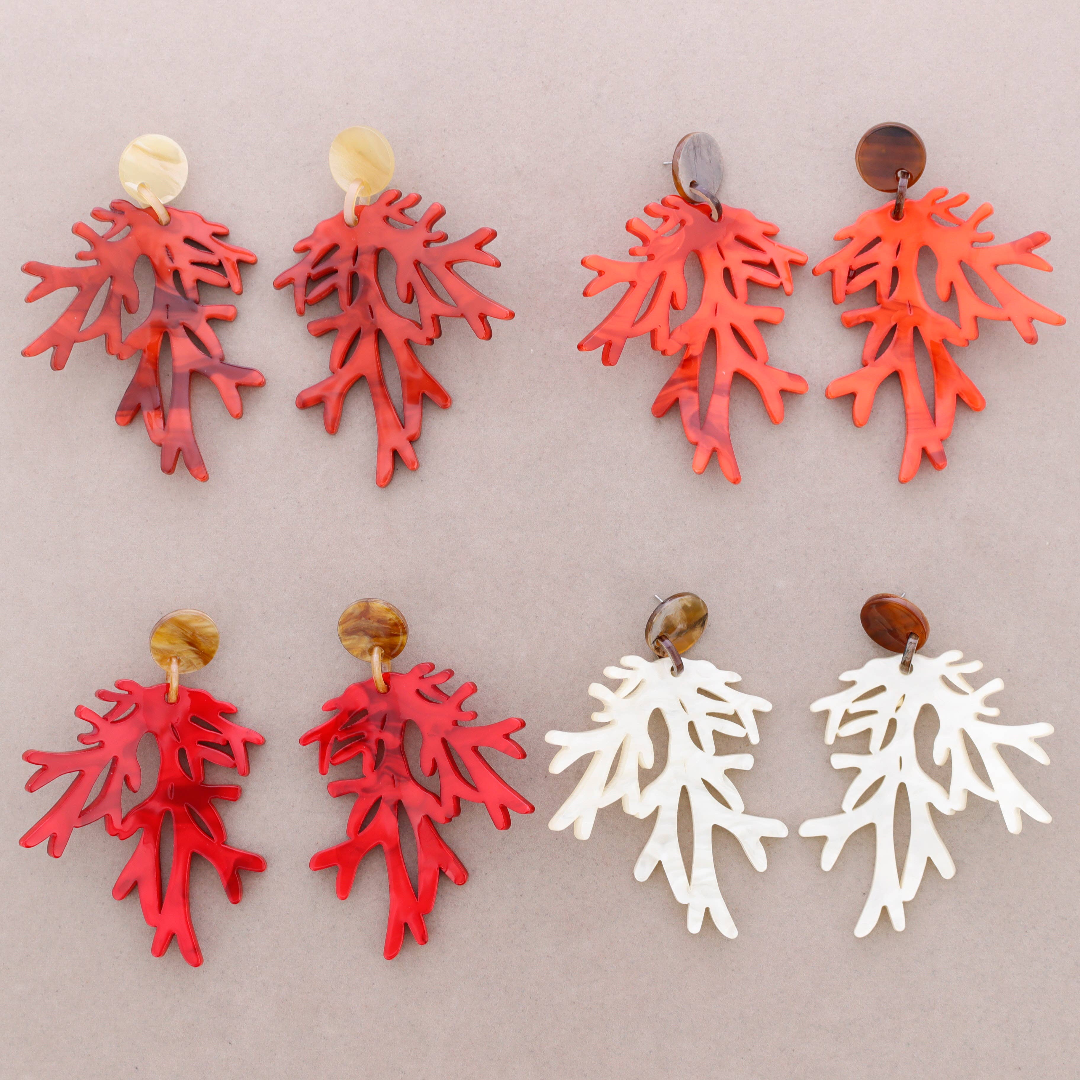 Sonata - Wholesale Snap Jewelry - Coral Resin Earrings5