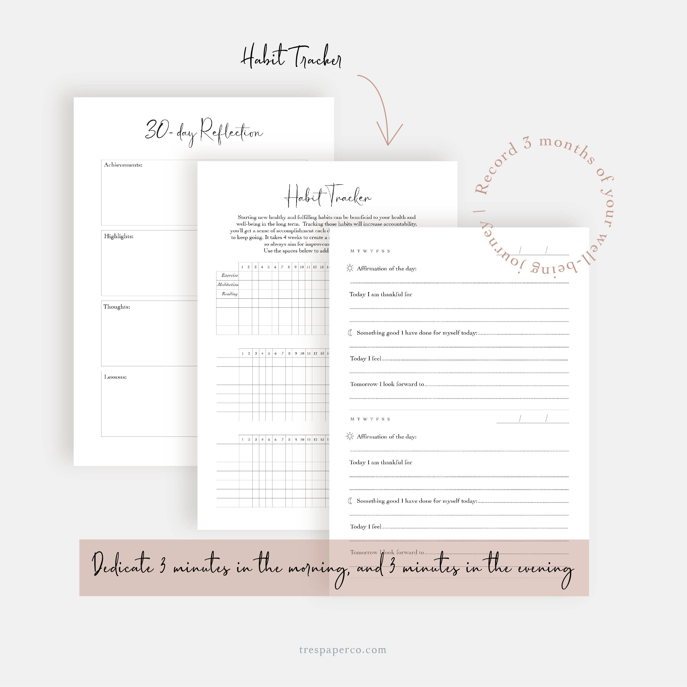 Três Paper Co - Wholesale Journal/Diary - Happy Mind Well-being Journal2