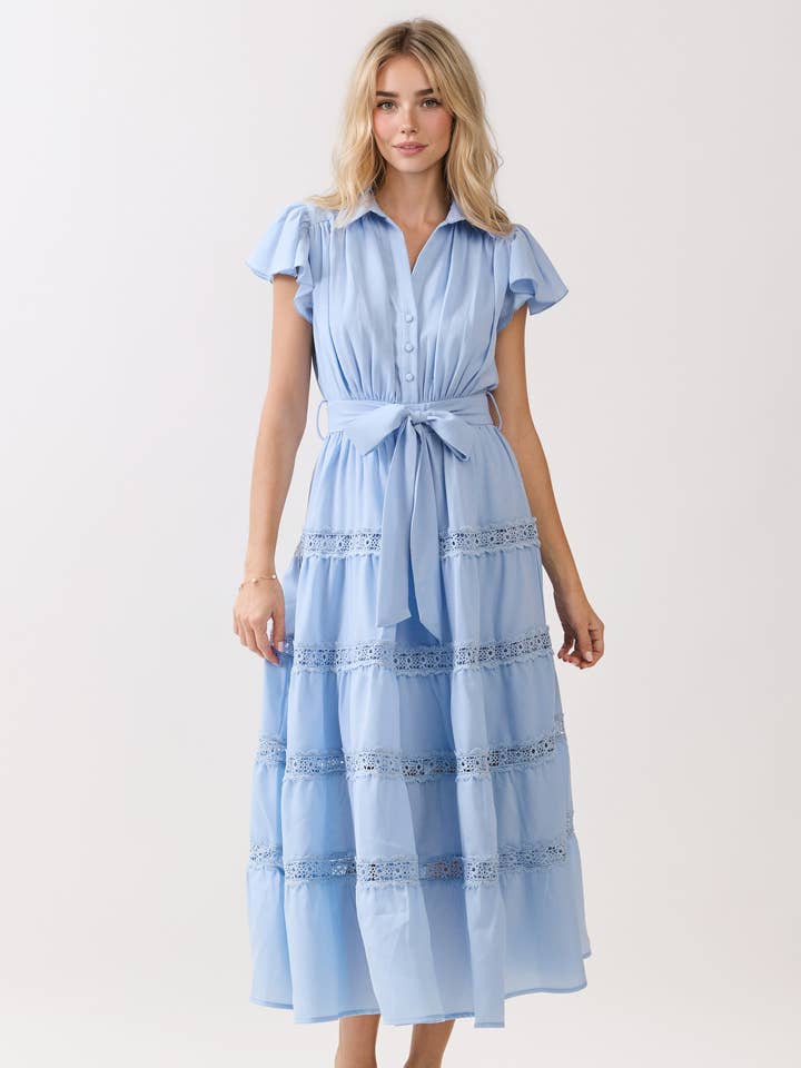 TRIM MIX MIDI JURK voor wholesale door Dear Daisy