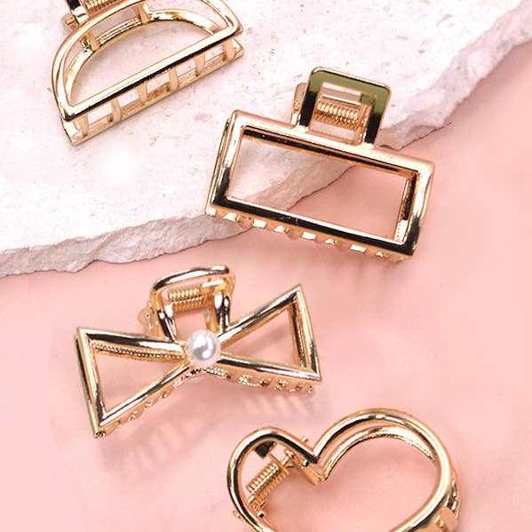 MINI GOLD RECTANGLE BOW HEART HAIR CLAW CLIPS | 40H713 and other Purchase Wholesale blond. Free Returns & Net 60 Terms on Faire trending on Faire.