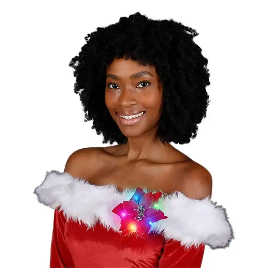 Blinkee.com, LLC - Wholesale Hair Clip - Women's - Light Up Christmas Red Poinsettia Hair Clip1