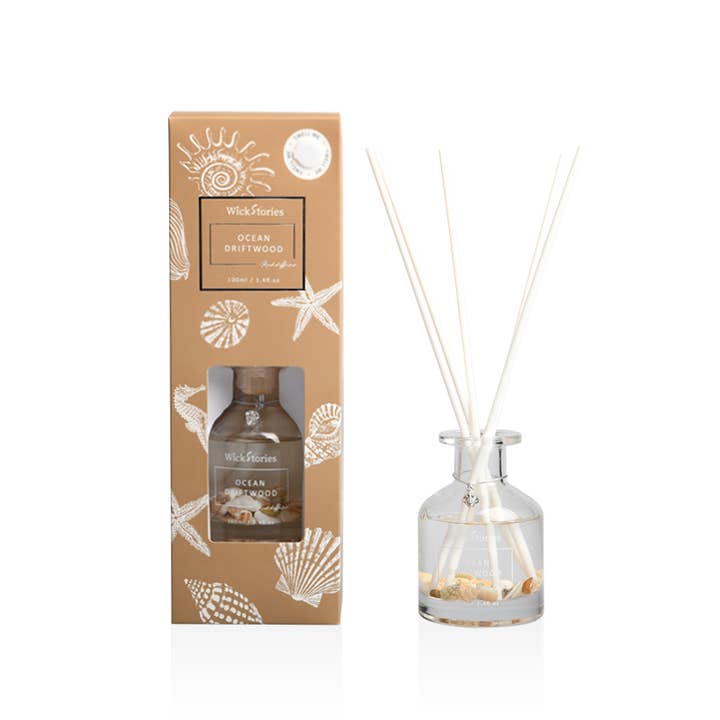 AC24120059 Coastal Haven 100ml Reed Diffuser with shells for wholesale by WickStories