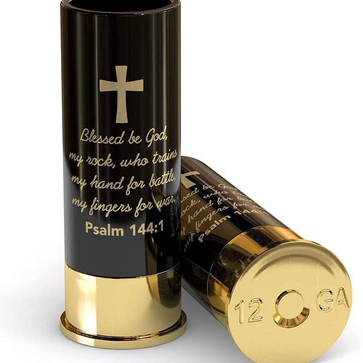 12 Gauge Shot Glasses Set of 4 - Psalm 144:1 for wholesale by Old Southern Brass