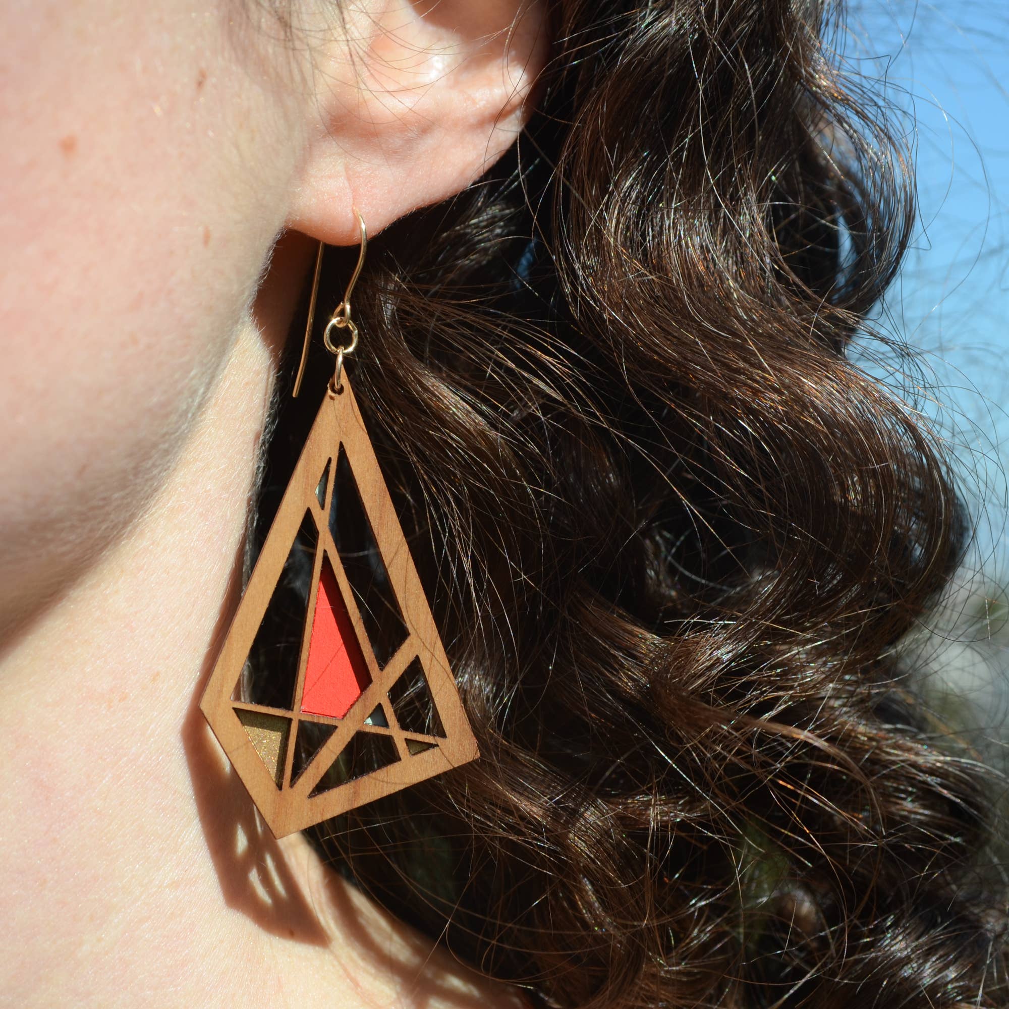 Bird of Virtue - Wholesale Dangle Earrings - Abstract Diamond Earrings · Geometric Lightweight Wood2