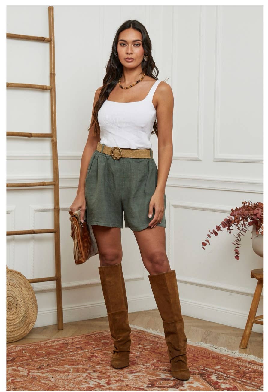 LÉA & LUC – wholesale Shorts – Dam – Shorts i 100 % linne med bälte REF. 505741