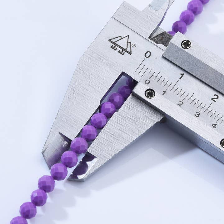 Beads Creation - Wholesale Beads - Phosphosiderite 3–4mm Faceted Round Purple Beads PRP10216