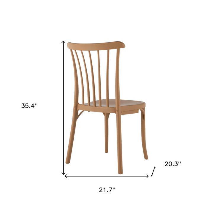 HomeRoots - Wholesale Chair - Set of Two Tan and Natural Heavy Duty Plastic Slat Back Dining Side Chairs2
