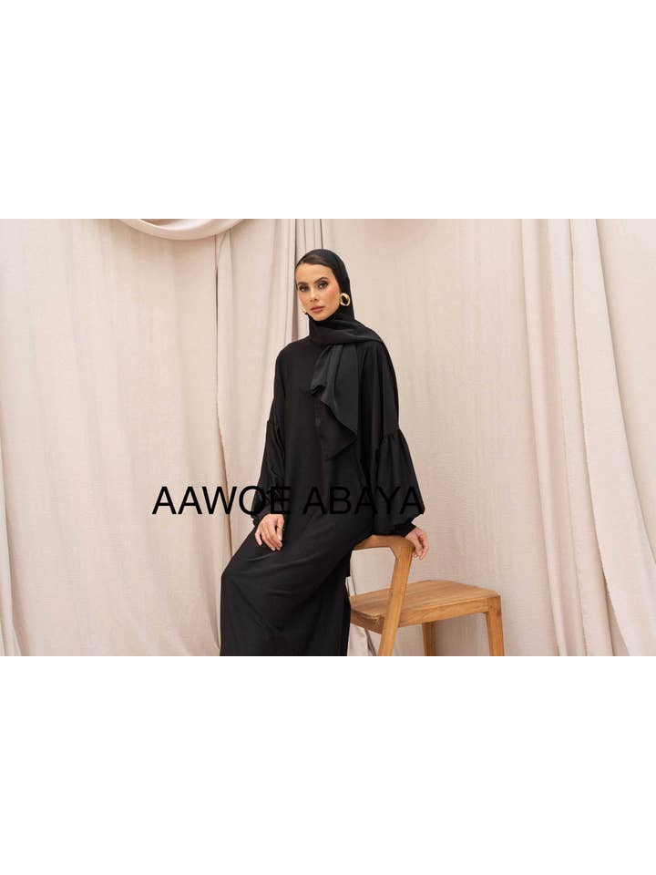 Aawoe Abaya - Wholesale Kaftan - Women's - Medina silk abaya with integrated veil -23332