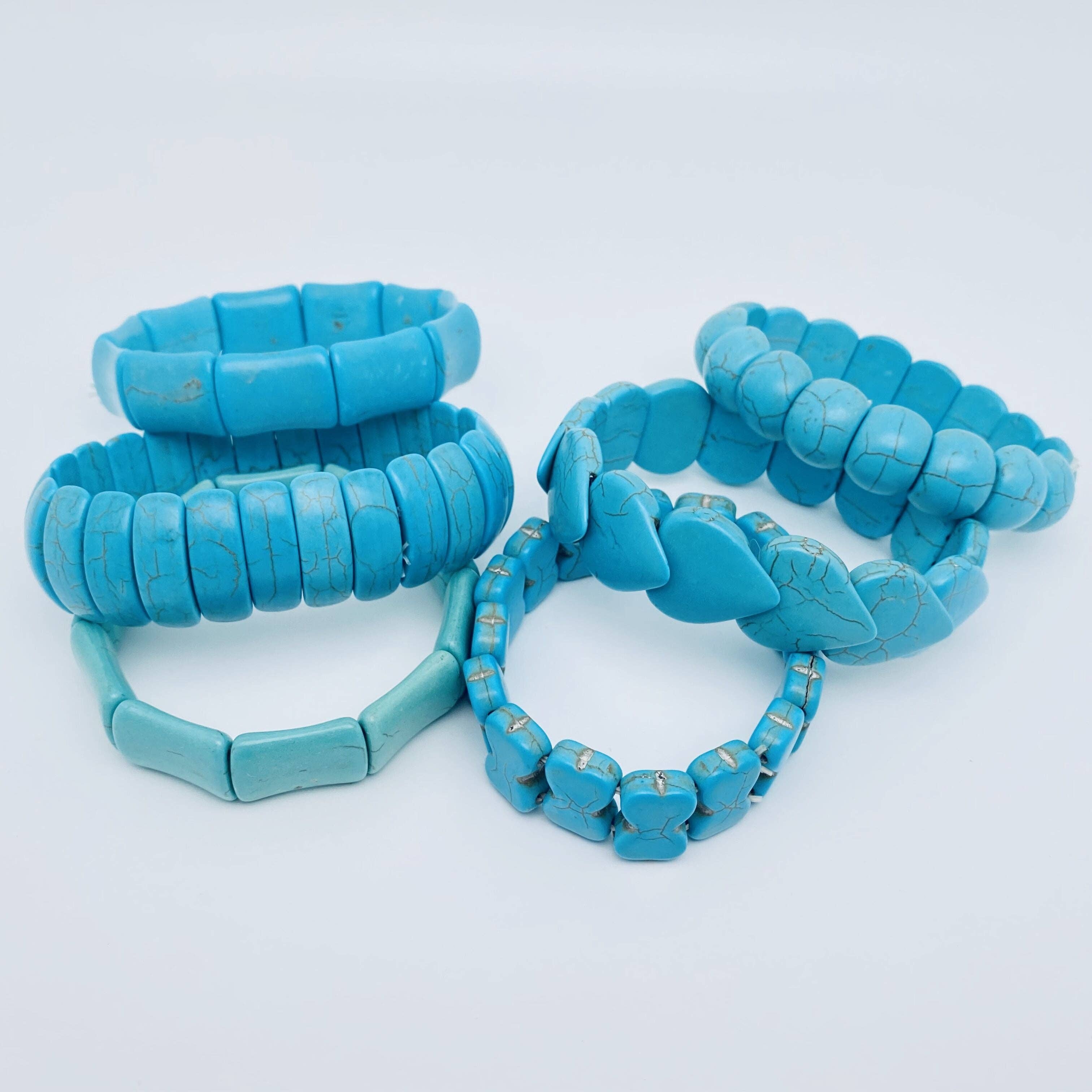 Mio Queena - Vente Bracelet de perles - Bracelet multicolore en corde élastique imitation turquoise3