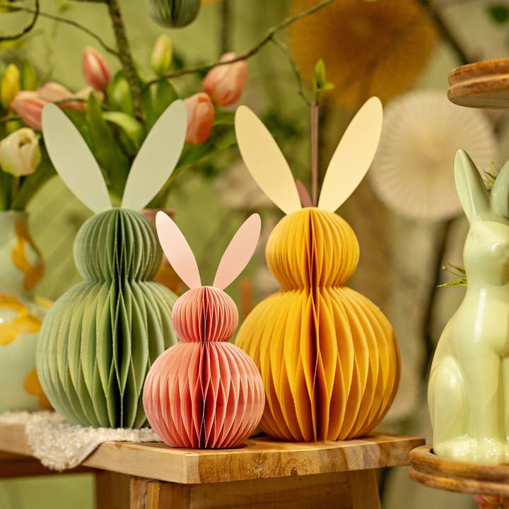 Wurm - Wholesale Decorative Figurine - Honeycomb rabbit made of paper/cardboard pink (W/H/D) 11x20x11cm2